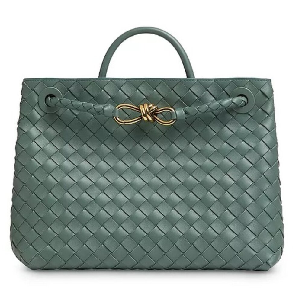 New Bottega Veneta Andiamo Medium Woven Green Shoulder Bag